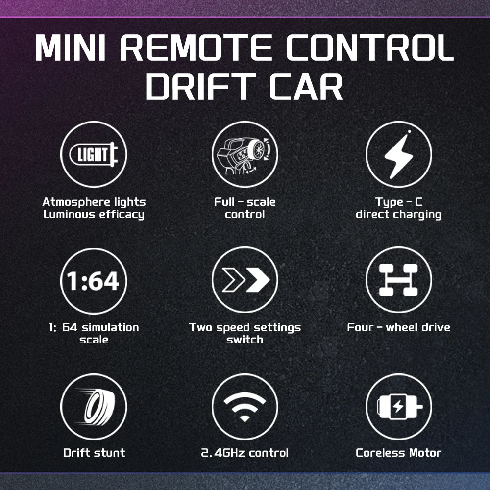 Kelaton 1:64 Remote Control Mini Car ⚡